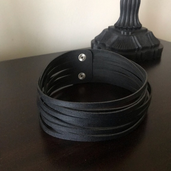Genuine Leather Layered Rope Wrap Bracelet or Collar Necklace - Picture 3 of 9